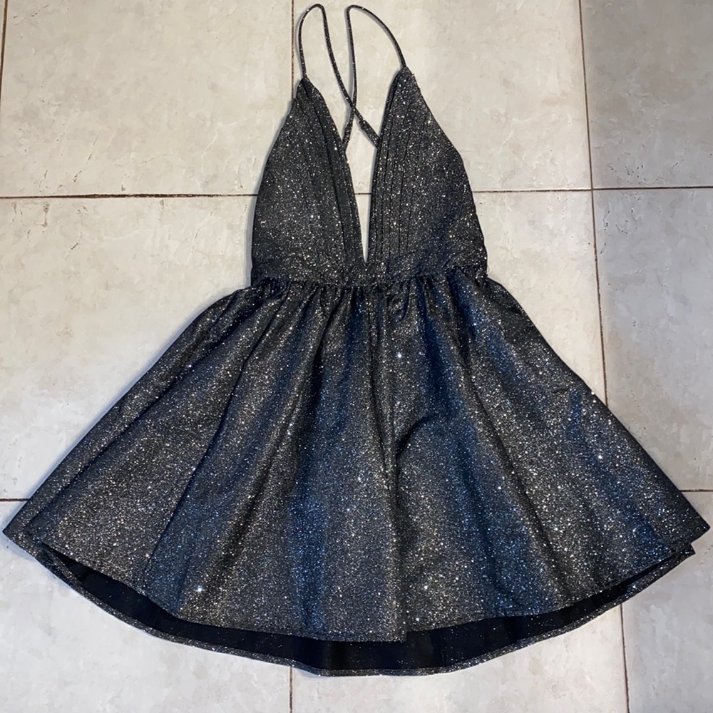 Silver sparkle cocktail dress